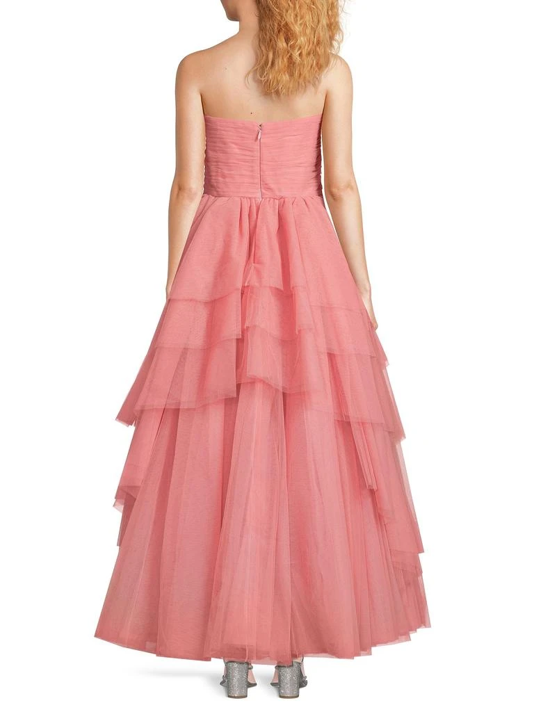 knee length dresses for ladies Zac Posen White Tiered Chevron Gown  Runway Catalog