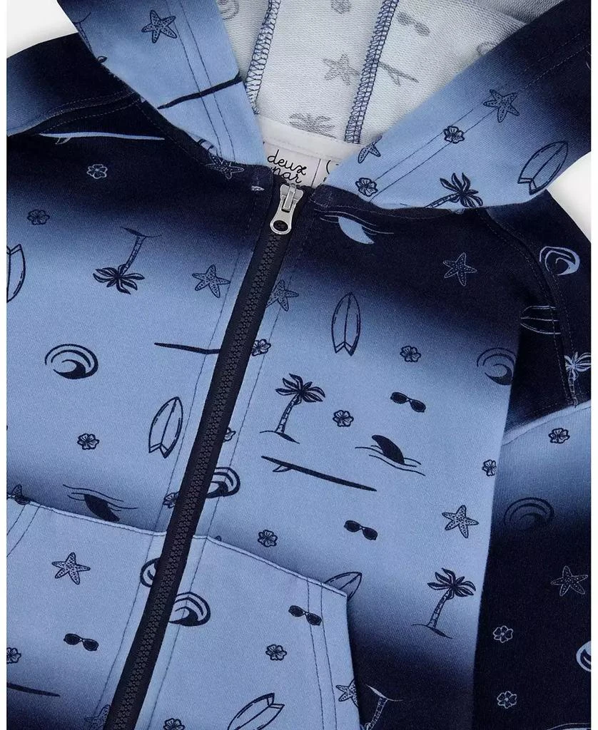 Deux par Deux Baby Boys Hooded French Terry Cardigan Blue Gradient 4