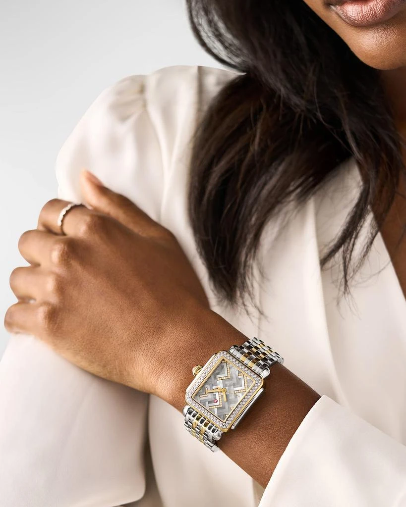 Michele Limited Edition Deco Two Tone 18K Gold Plated Mosaic Diamond Watch 2