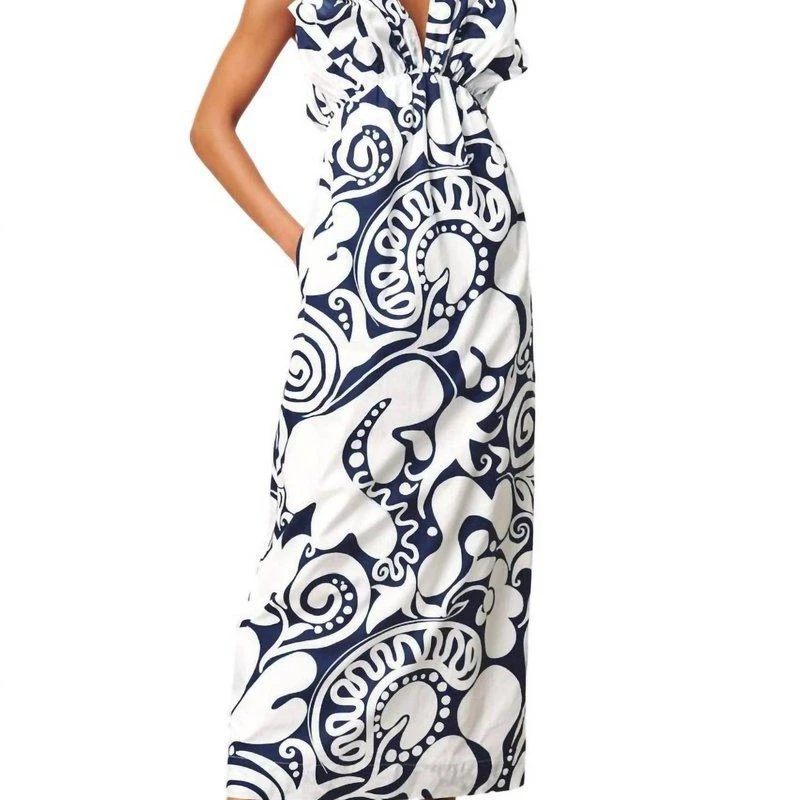 Mara Hoffman Raquel Dress In Navy/White 1