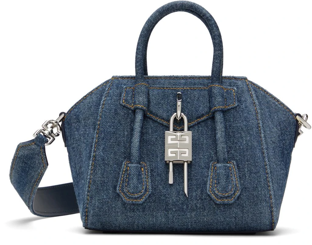 Givenchy Blue Denim Antigona Lock Toy Bag 1