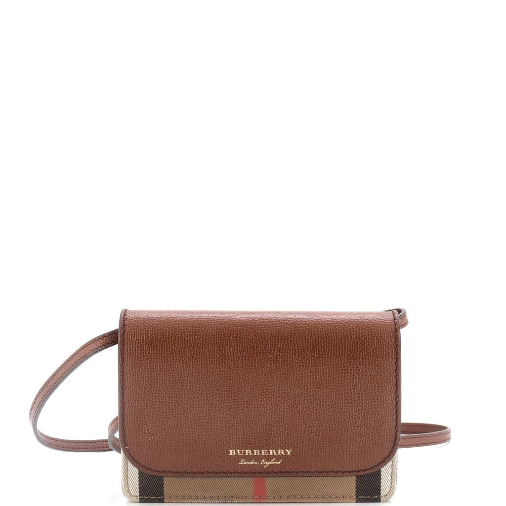 Burberry Hampshire Wallet on Chain Leather and House Check Canvas 1