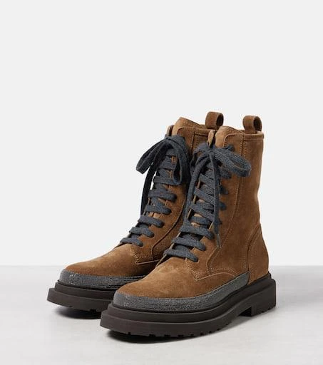 Brunello Cucinelli Monili suede combat boots 5