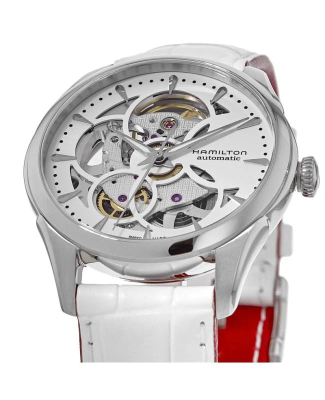 Hamilton Hamilton Jazzmaster Skeleton Auto Lady White Dial Leather Strap Women's Watch H32405811 2