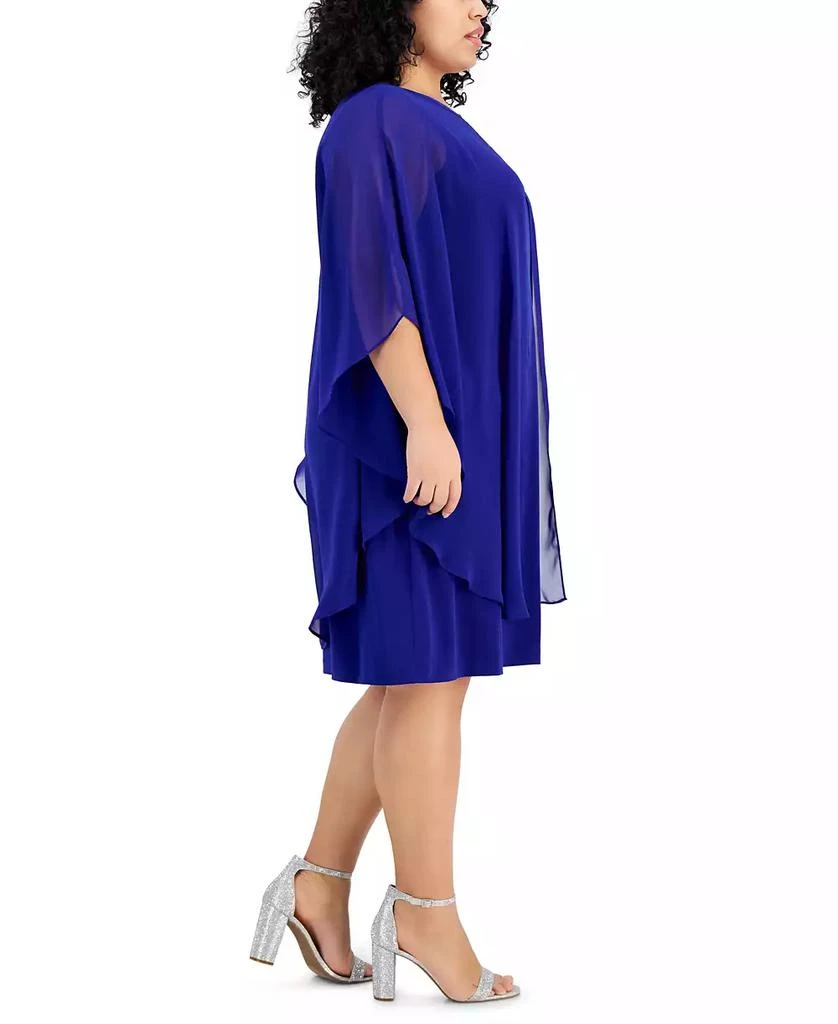 Connected Plus Size Cape-Overlay Sheath Dress 2