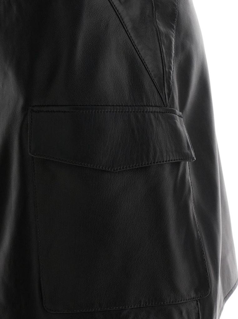 Arma Black Wallet Skirt With Pockets In Leather Woman