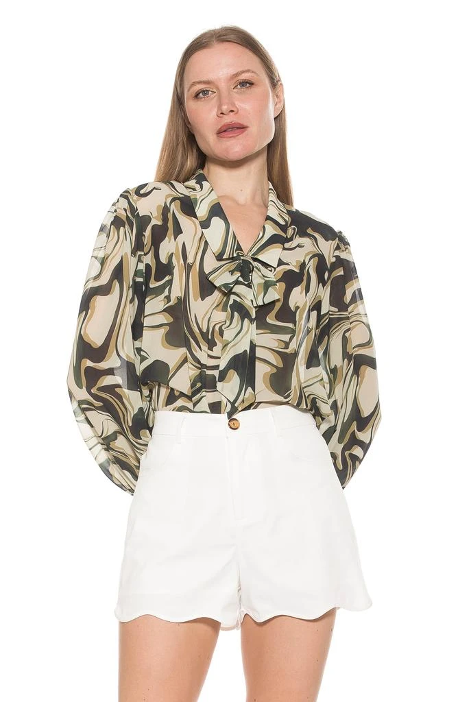 ALEXIA ADMOR Serena Long Sleeve Tie Neck Blouse 7