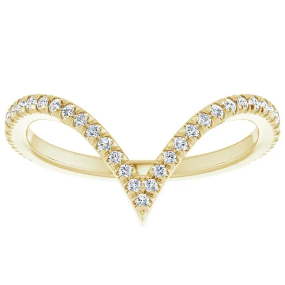 Pompeii3 1/4Ct Diamond V Shape Ring Contour Stackable Band in White, Yellow, or Rose Gold 4