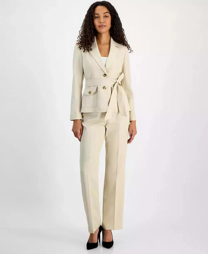 Le Suit Women's Two-Button Belted Safari Jacket & Mid-Rise Straight-Leg Pants 1
