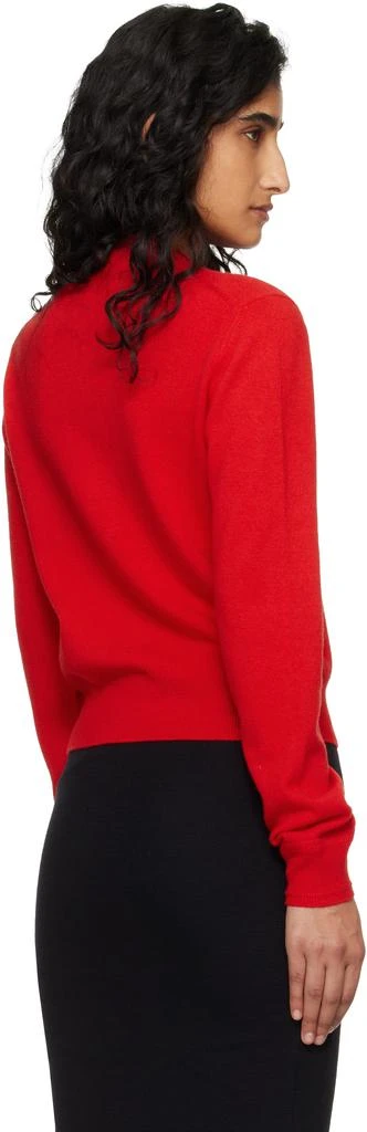Jil Sander Red Lightweight Wool Crew Neck Cardigan 3