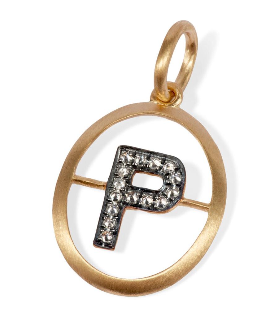 Annoushka Yellow Gold and Diamond Initial P Pendant
