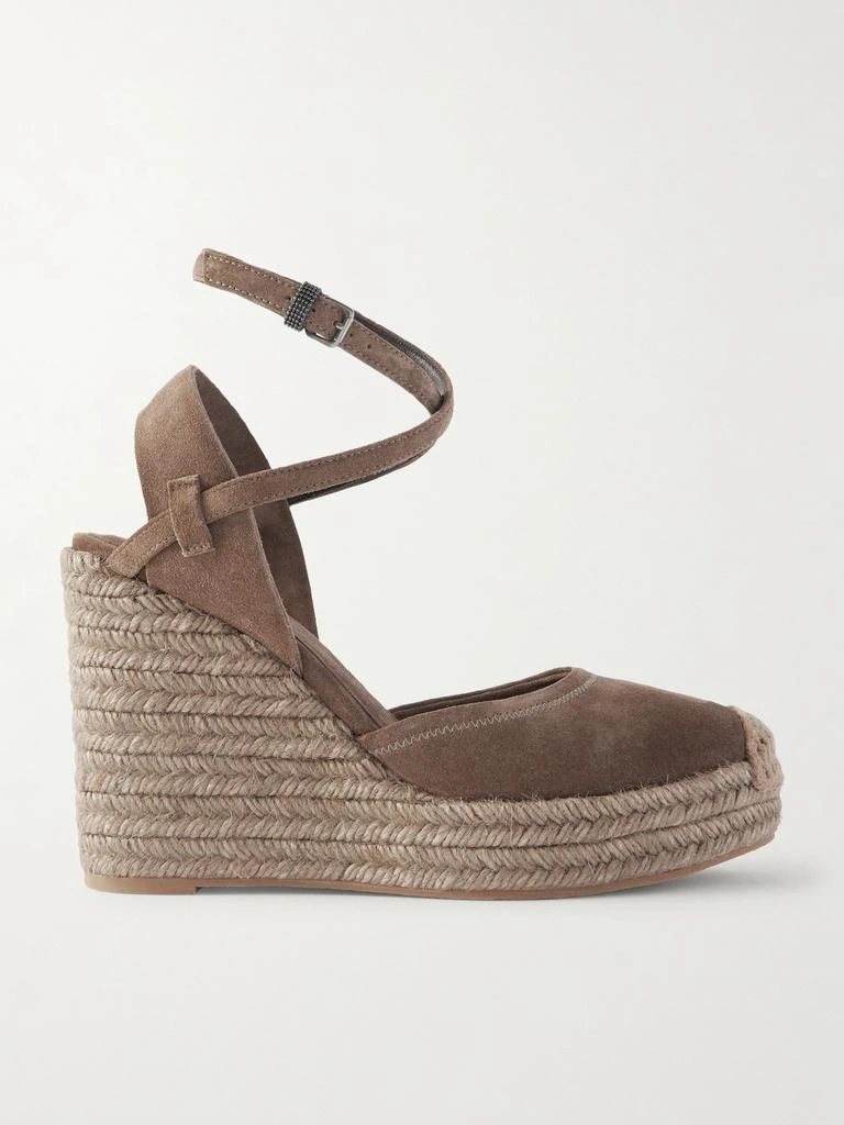 Brunello Cucinelli Suede Platform Wedge Pumps - Light brown - IT35