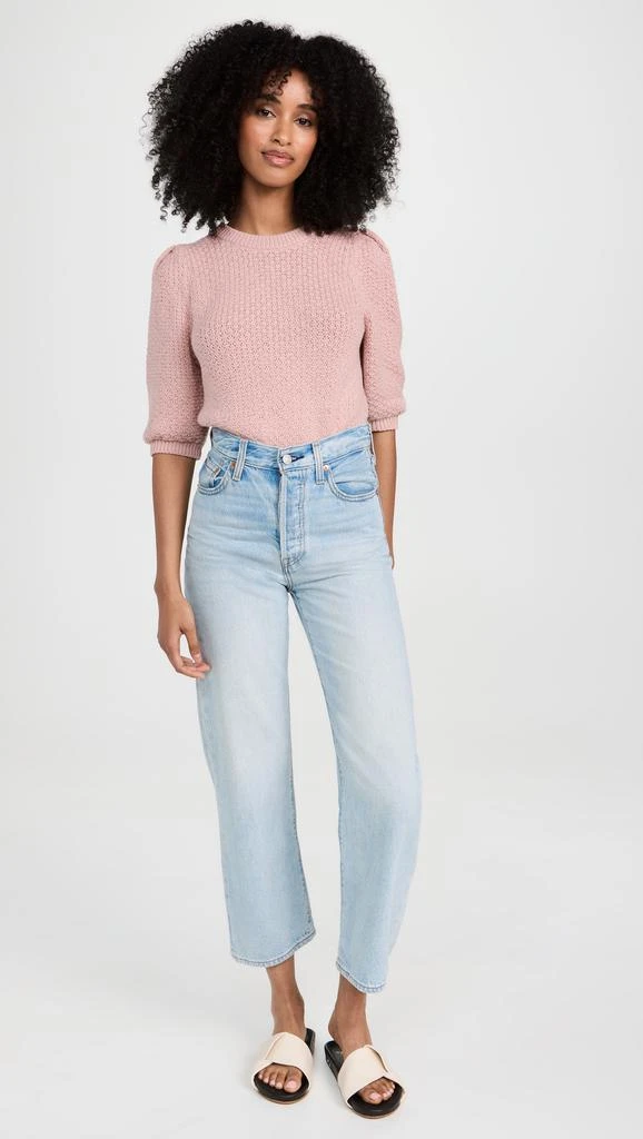 White  Warren Cotton Tuck Stitch Puff Sleeve Top 4