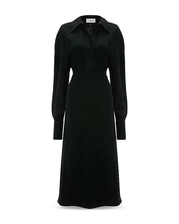Victoria Beckham Long Sleeve Polo Collar Midi Dress