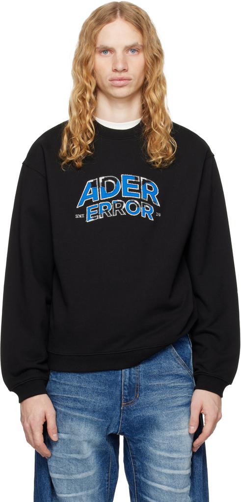 ADER error Black Embroidered Sweatshirt