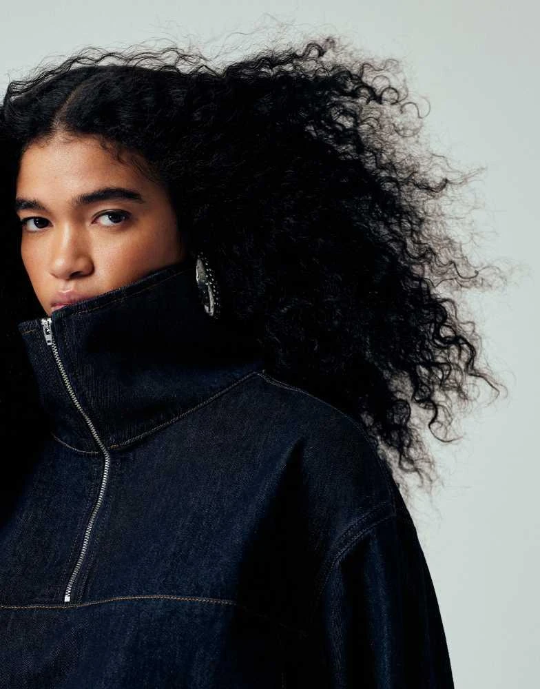 ASOS ASOS DESIGN denim oversized funnel jacket co ord in indigo 4