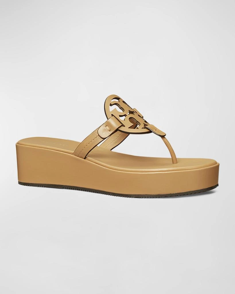 Tory Burch Miller Leather Logo Wedge Thong Sandals 3