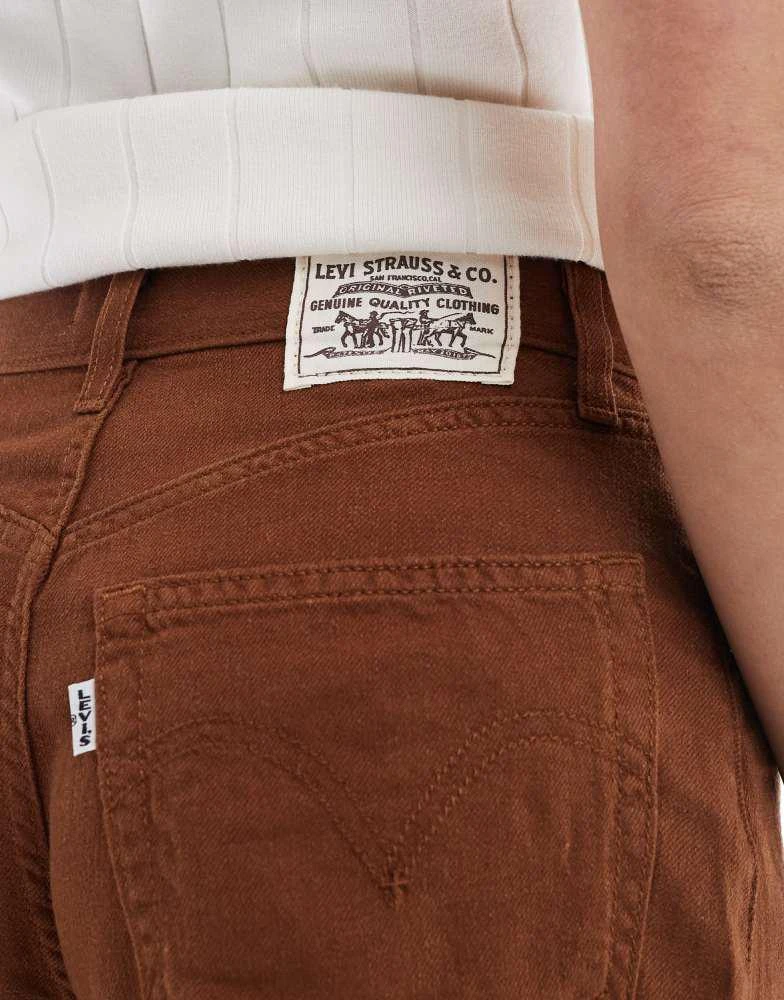 Levi's Levi's high waisted linen blend baggy denim shorts in brown 4