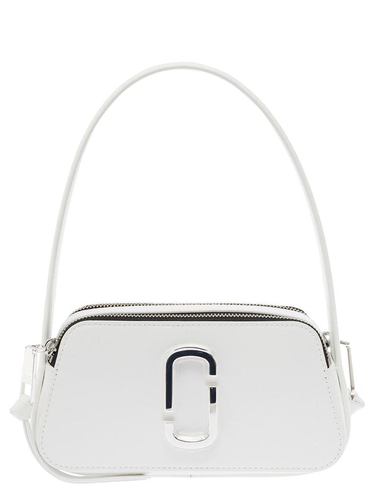 Marc Jacobs 'The Slingshot'  White Shoulder Bag With Double J Detail In Cross-Grain Leather Woman