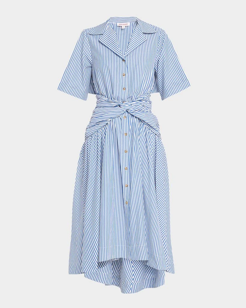 Rosie Assoulin Striped Tie High-Low Shirtdress 1