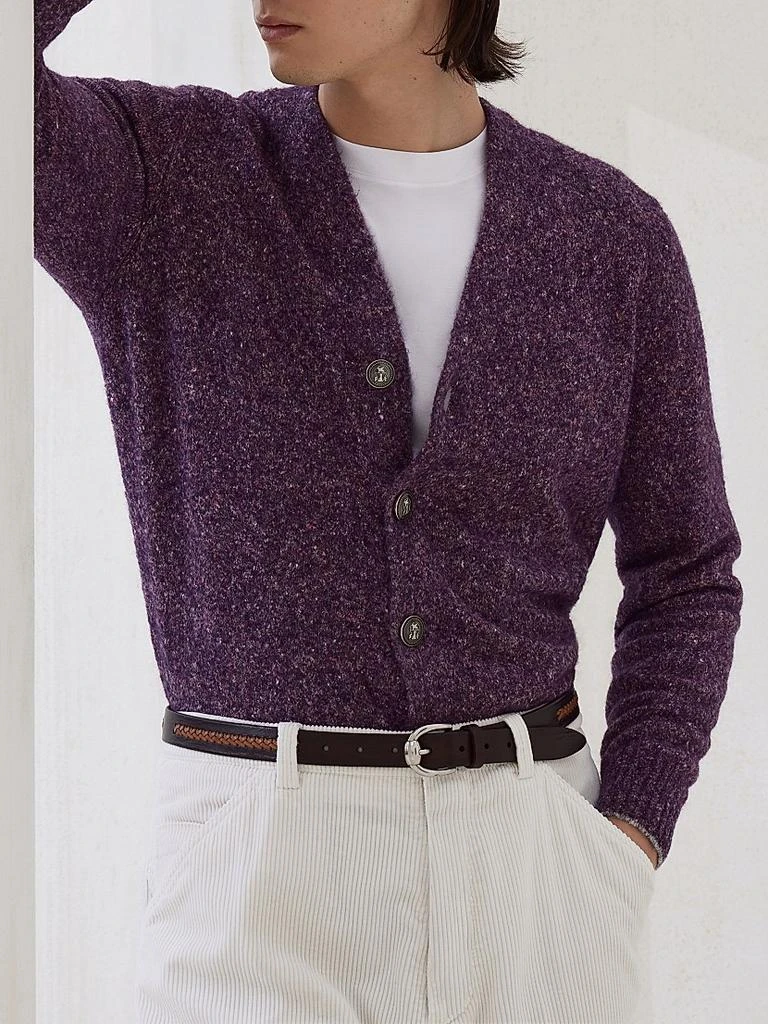 Brunello Cucinelli Flecked Alpaca, Wool, Silk and Cotton Cardigan with Metal Buttons 5