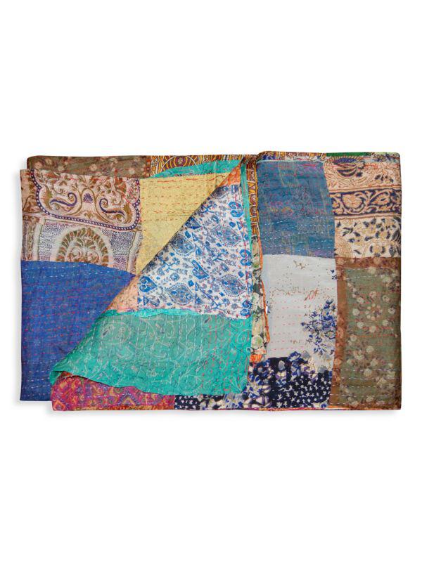 TAJ HOTEL Kantha Silk Quilted Patchwork Throw