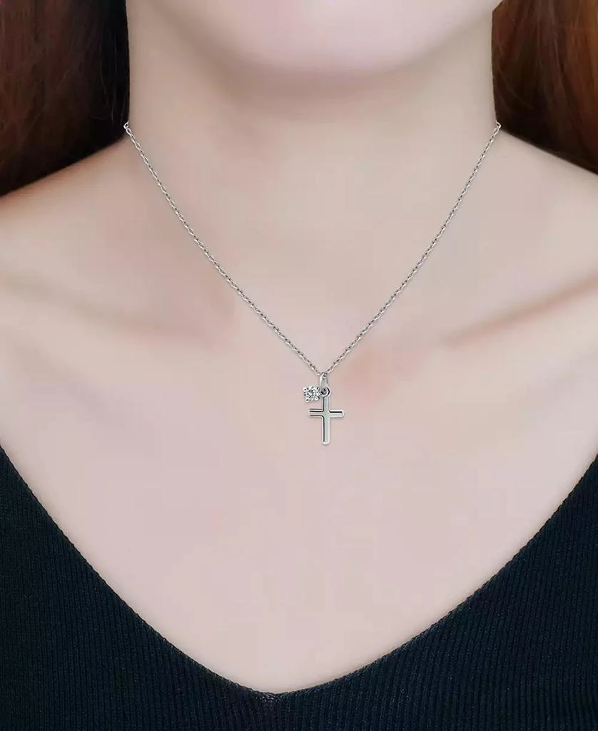 Giani Bernini Polished Cross & Cubic Zirconia Dangle Pendant Necklace, 16" + 2" extender, Exclusively at Macy's 2
