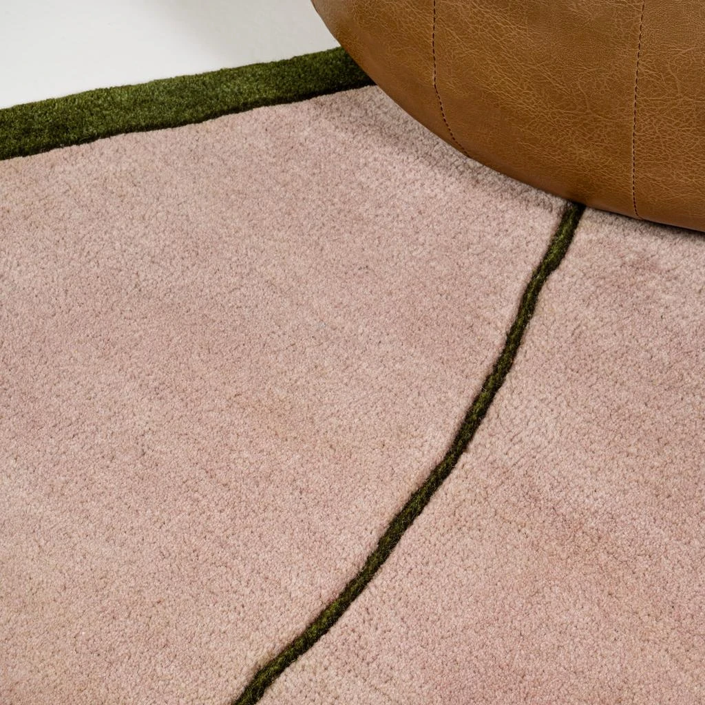 JONATHAN Y Mosaic Coastal Geometric Border Handwoven Wool Pink/Green Area Rug 4