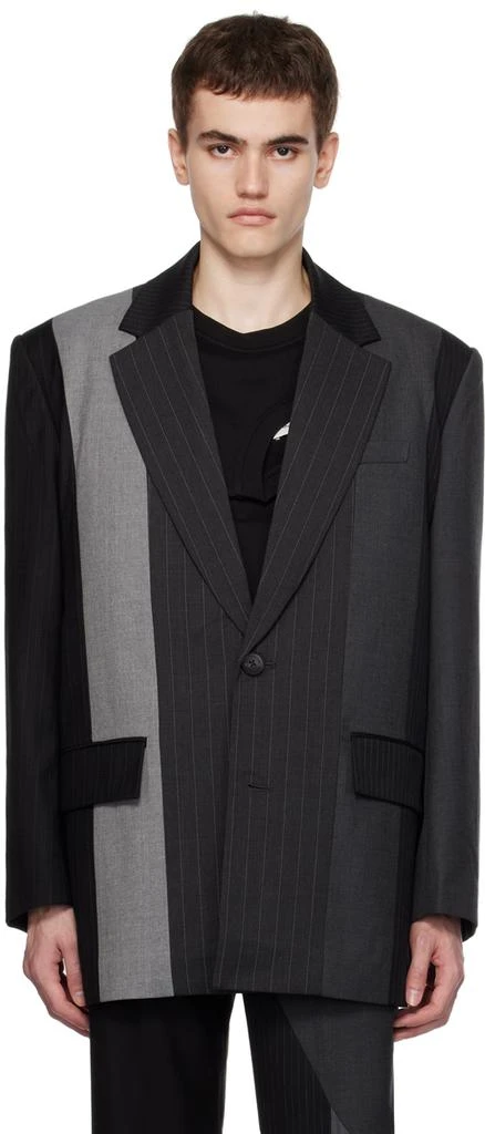 Feng Chen Wang Black & Gray Multi Paneled Blazer 1