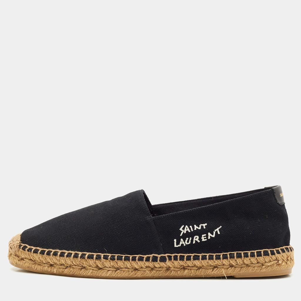 Yves Saint Laurent Saint Laurent Black Canvas Logo Embroidered Espadrilles Size 42