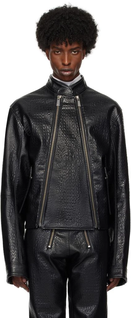 GmbH Black Ravn Faux-Leather Biker Jacket 1