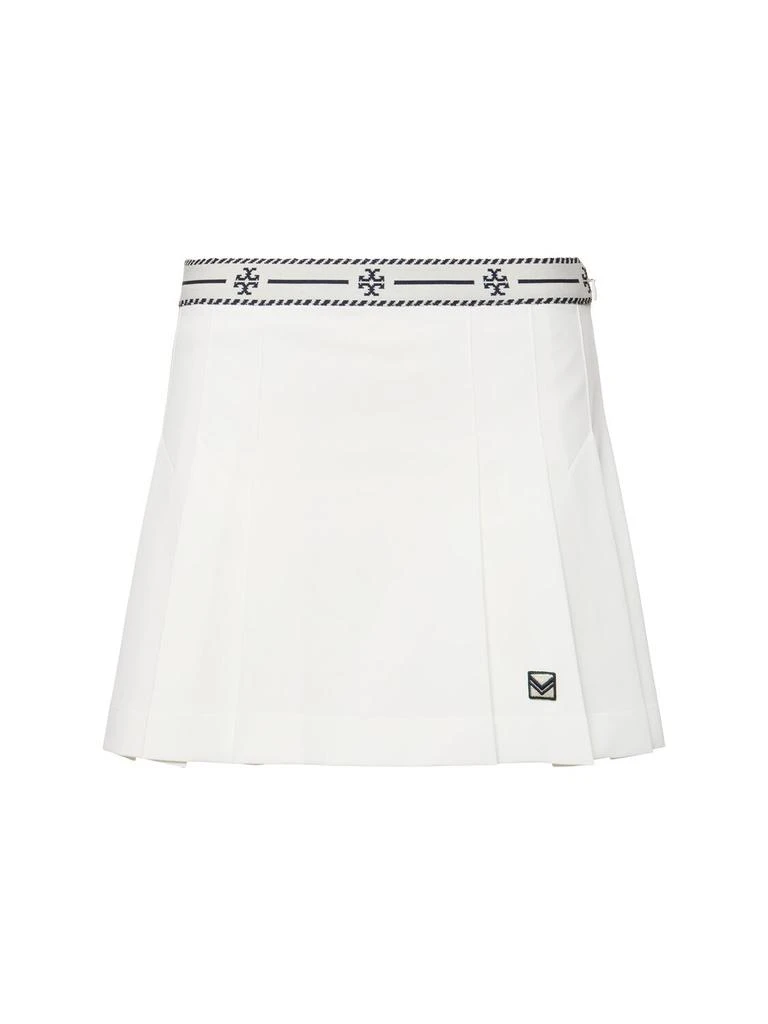 Tory Sport Logo Tape Pleated Twill Mini Skirt 1