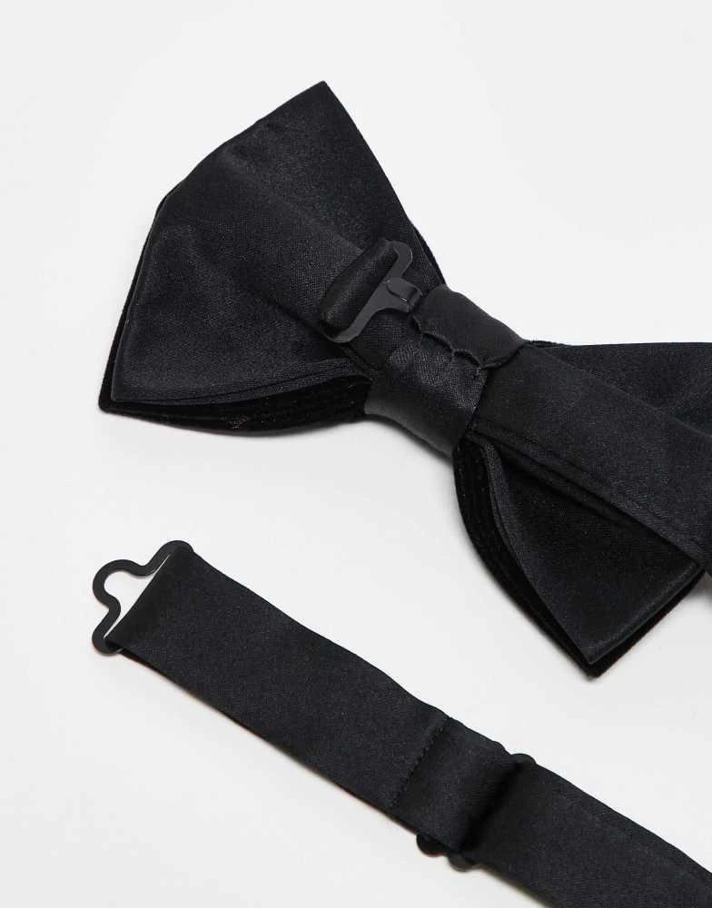 ASOS ASOS DESIGN velvet bow tie with satin detail in black 4