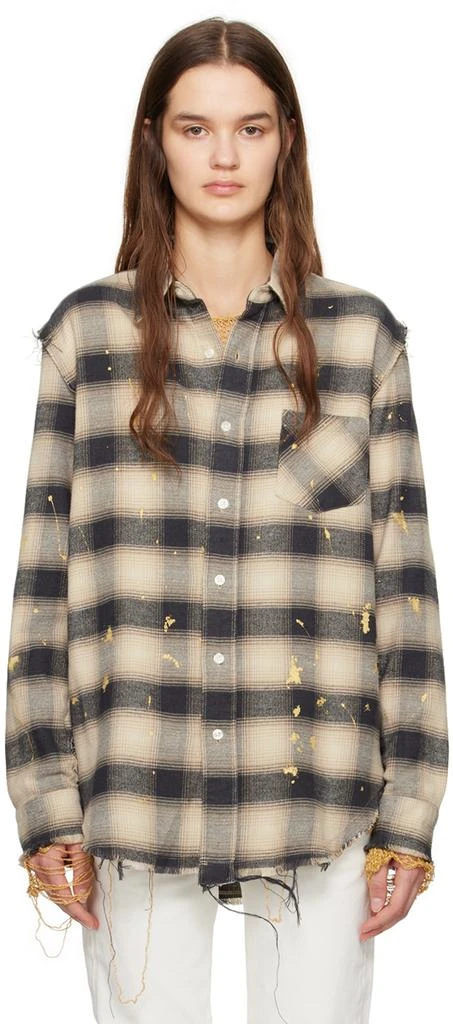 R13 Black & Beige Shredded Shirt 1