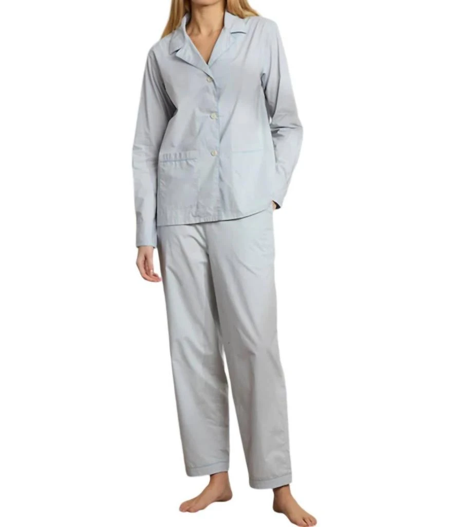 The Sleep Code Organic Cotton Poplin Long Pajama Set In Fresh Air