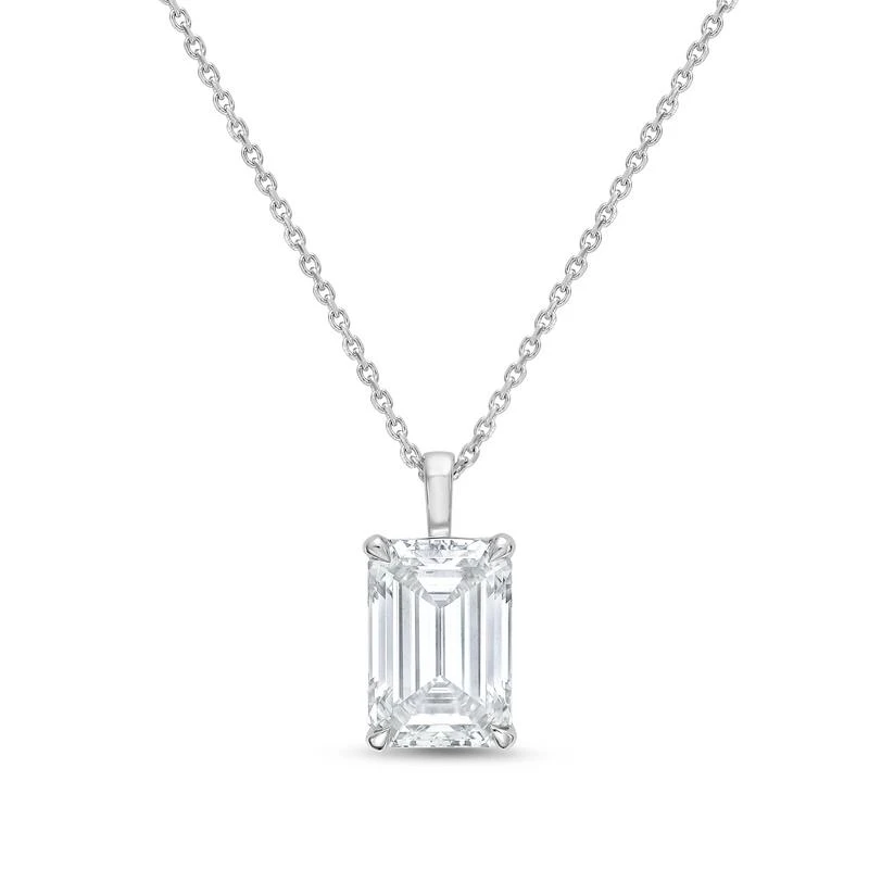 Diana M Jewels 14kt white gold lab grown emerald  cut diamond pendant weighing 5.00 ct on a solid bail