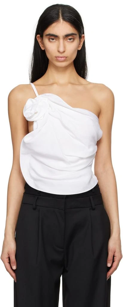Magda Butrym White One Shoulder Draped Top 1