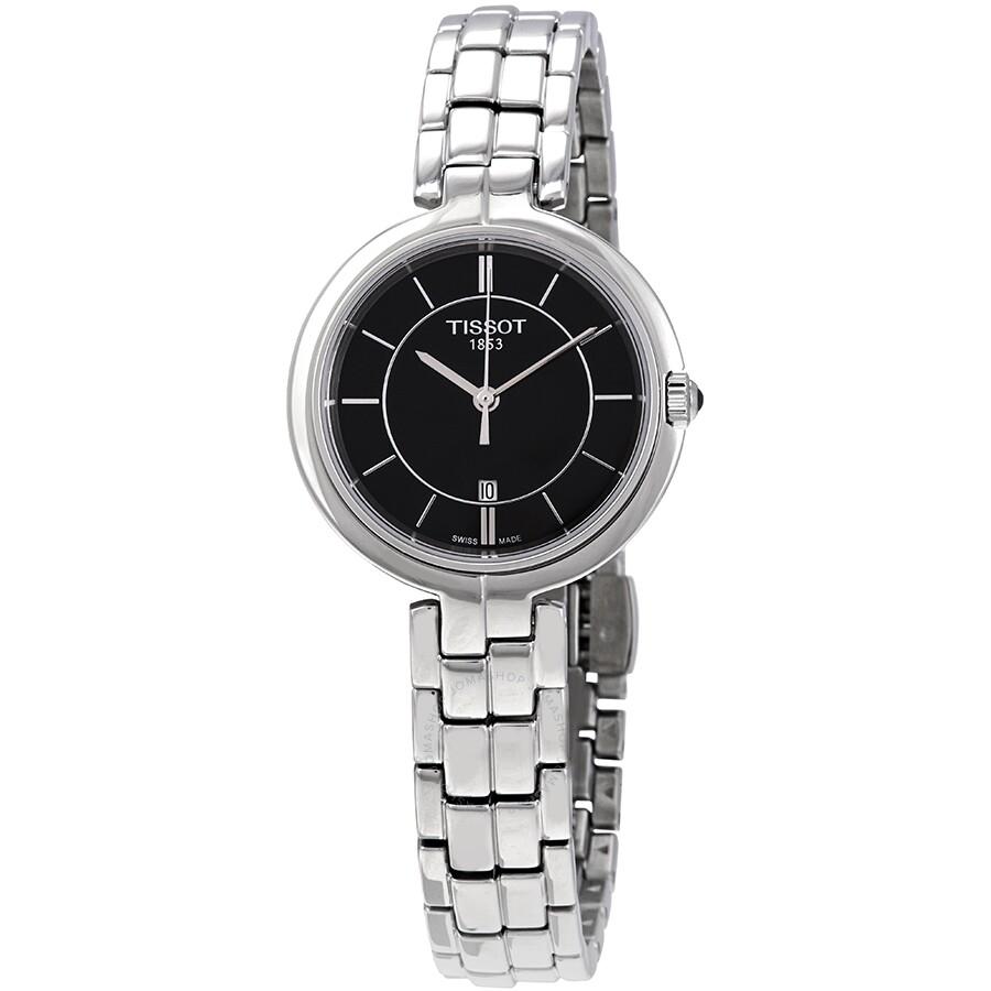 Tissot Flamingo Black Dial Ladies Stainless Steel Watch T094.210.11.051.00