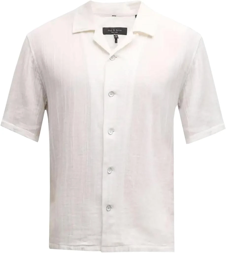 Rag & Bone Rag & Bone Men's Avery Gauze Shirt, White Short Sleeve 1