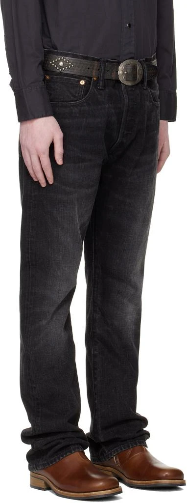 RRL Black Slim Boot Distressed Selvedge Jeans 2