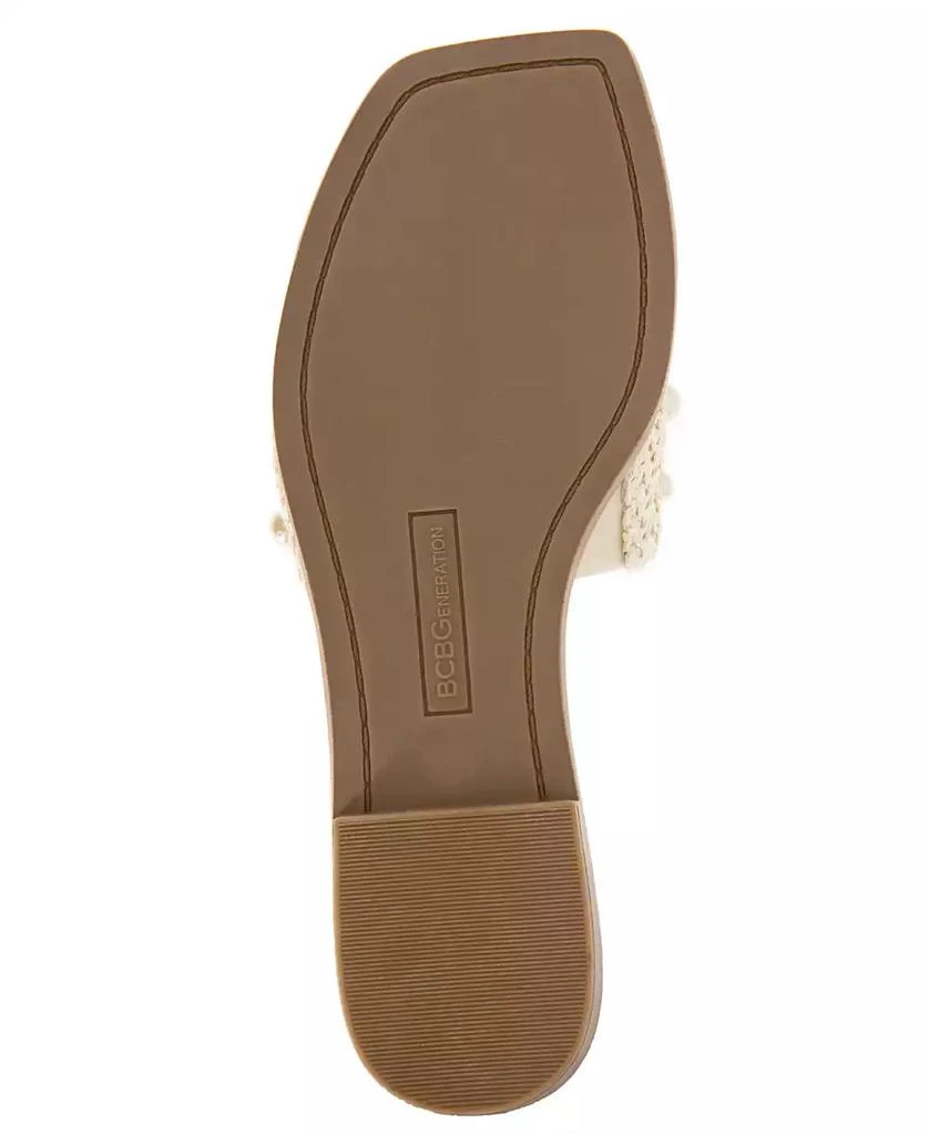 BCBG Women's Lonnie Pearl Raffia Slide Flat Sandals 5