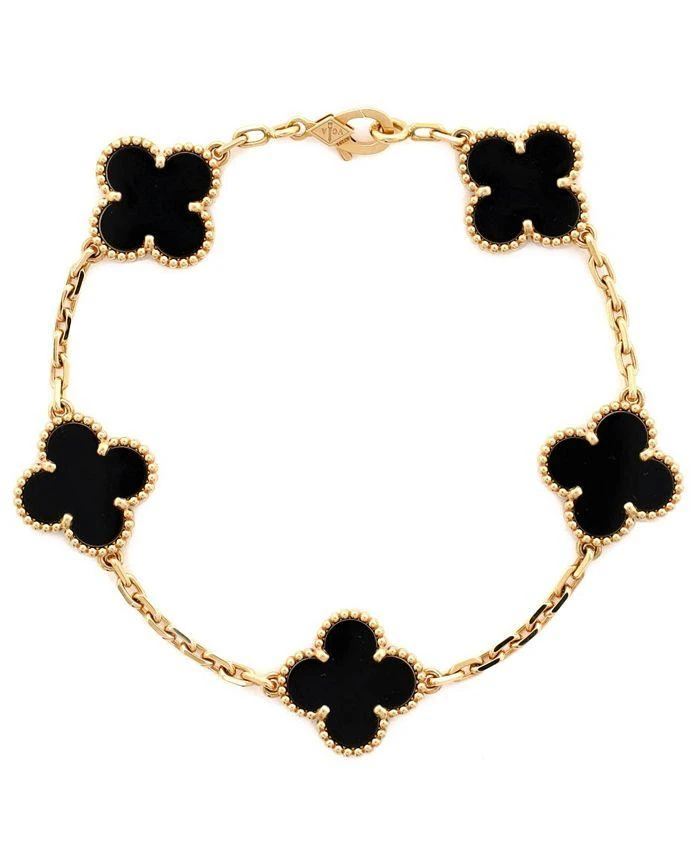 Pre-Owned Van Cleef
Arpels Vintage-like Alhambra 5 Motifs Bracelet 18K Gold and Onyx