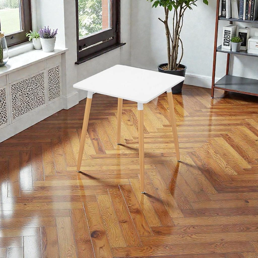 Hivvago Dining Table with Square Top and Adjustable Feet for Even Flooring