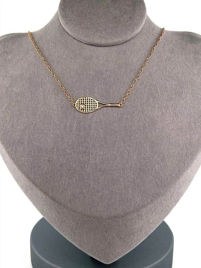 Love Love Tennis Love Love Tennis - Women's Gold Racket + Diamond Ball Necklace 1
