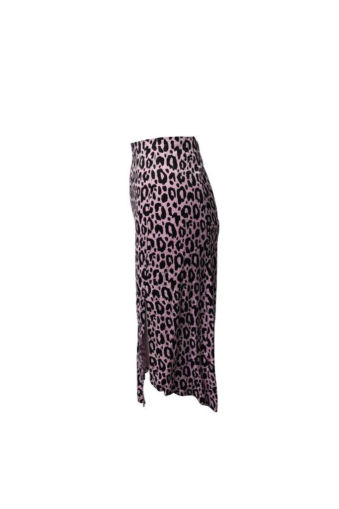 Maje Jipanta Leopard Print Front Slit Skirt in Pink Cupro 3