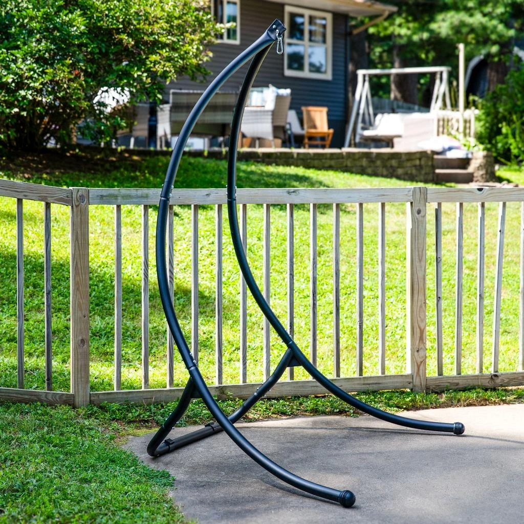Sunnydaze Steel Outdoor Hammock Chair Stand with Curved Legs - Black - 84" 4