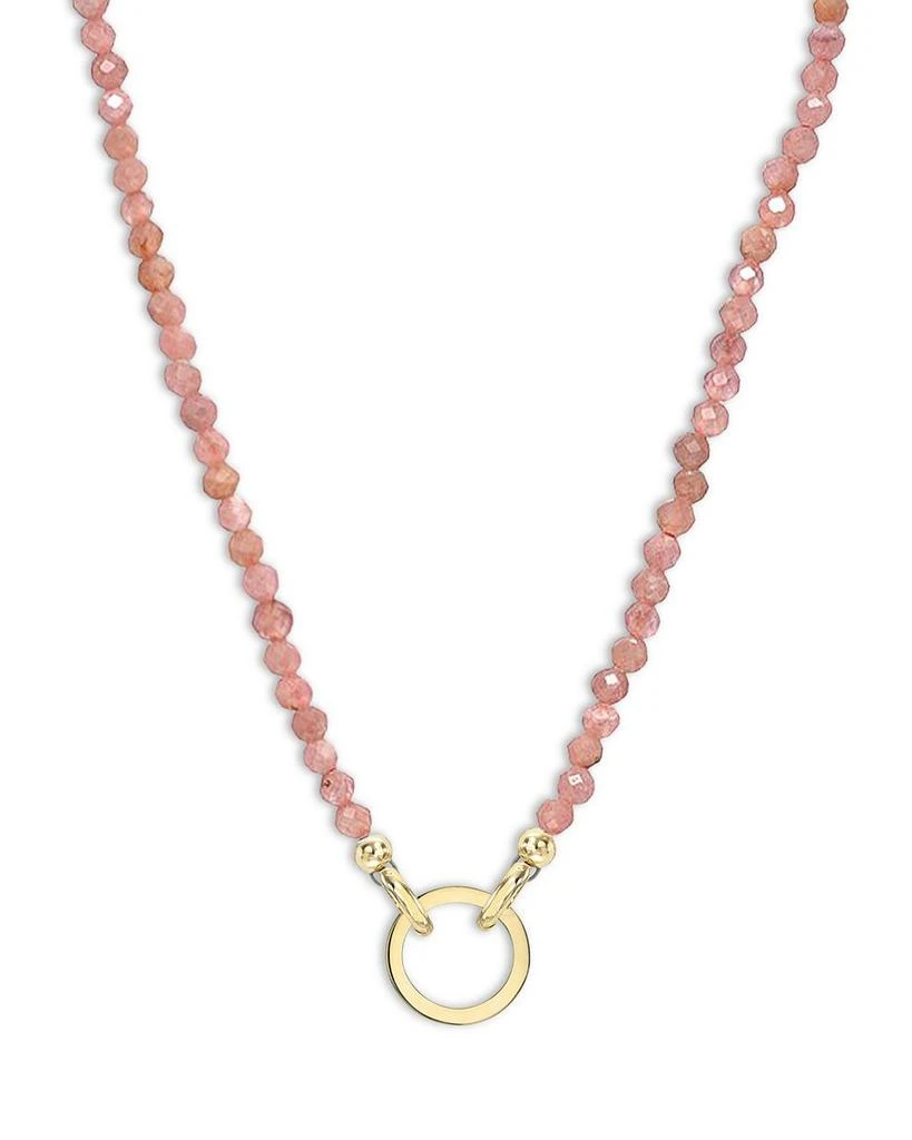Zoe Lev 14K Yellow Gold Pink Rhodochrosite Charm Enhancer Pendant Necklace 1