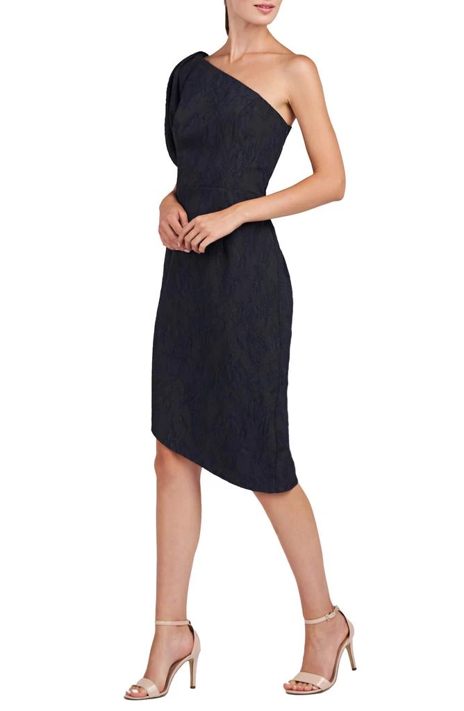 Kay Unger Electra One-Shoulder Jacquard Cocktail Dress 3
