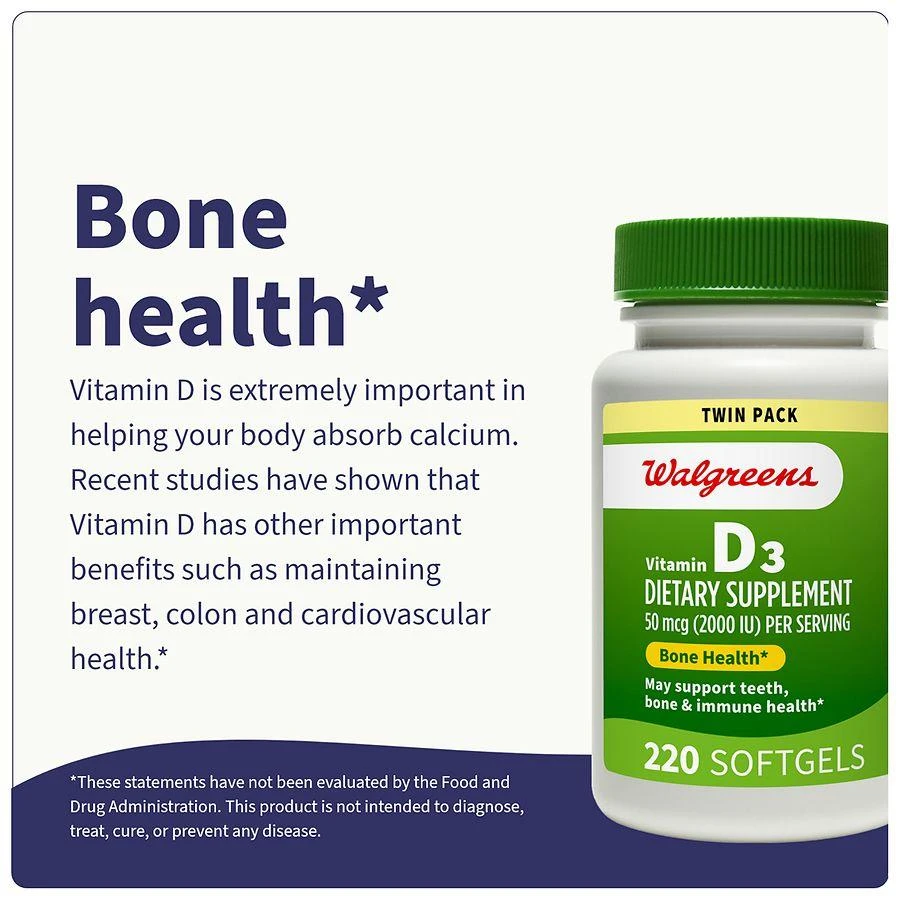 Walgreens Vitamin D3 50 mcg Softgels (440 days) 6