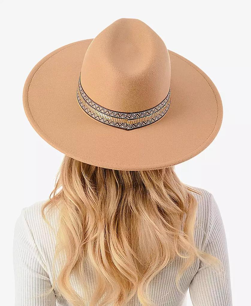 MARCUS ADLER Women's Metallic Trim Wool Blend Panama Hat